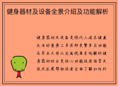 健身器材及设备全景介绍及功能解析