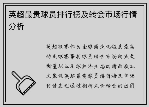 英超最贵球员排行榜及转会市场行情分析